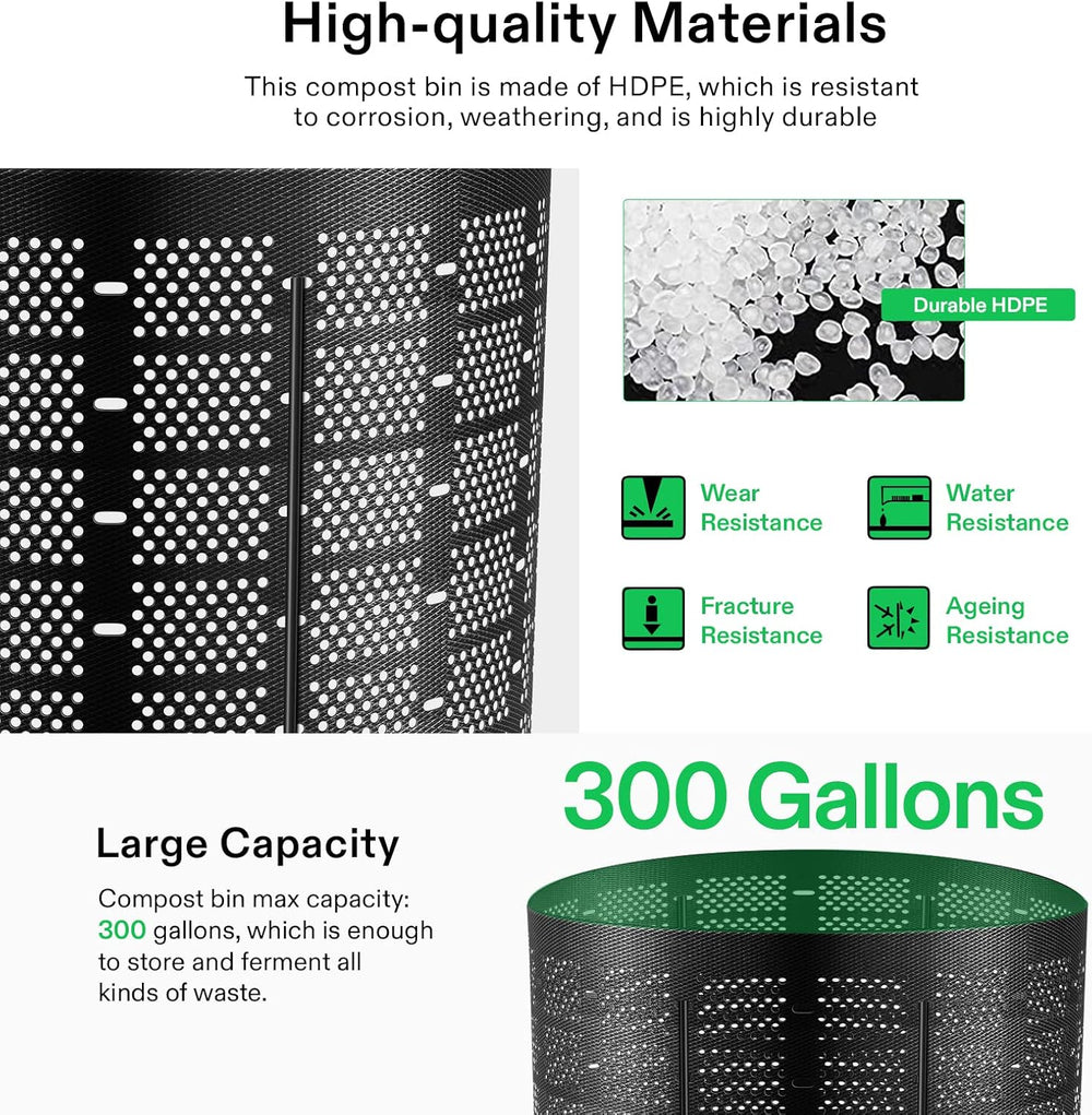 VIVOSUN 300 Gallon Outdoor Compost Bin, Expandable Composter, Easy to Setup &...