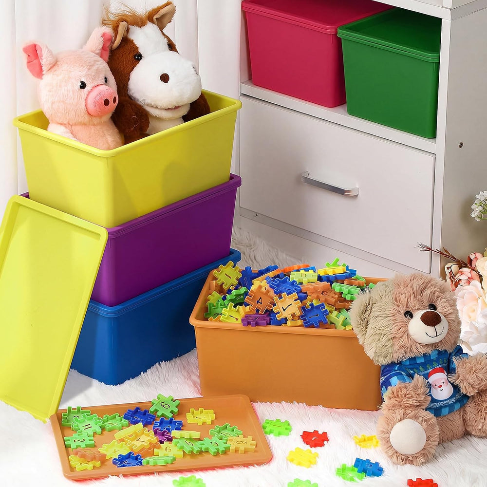 Menkxi 6 Pcs Small Plastic Storage Bins with Lids,Colorful