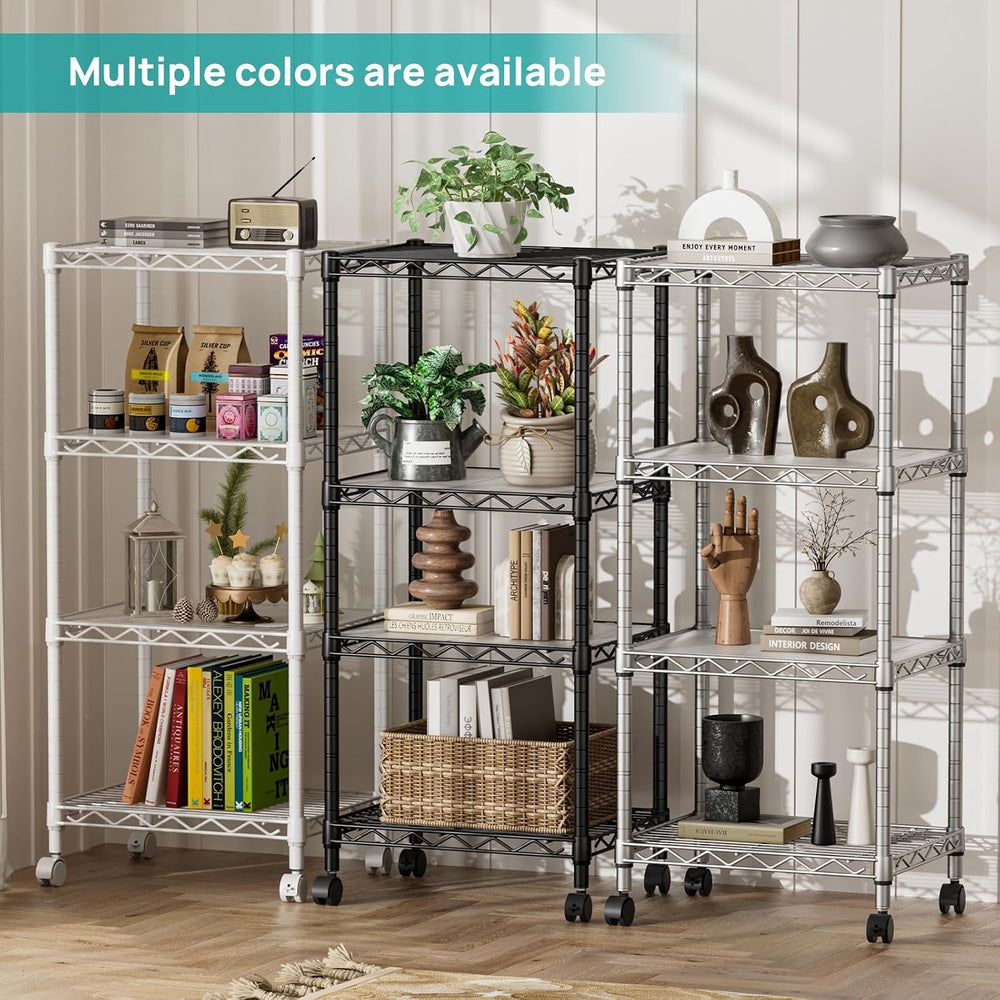 SINGAYE 4 Small Shelves Storage Shelf Wire Shelving Unit Metal Shelf Adjustab...