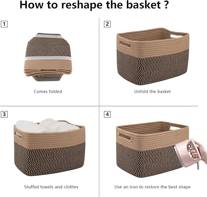 OIAHOMY 4 Pack Storage Baskets for Organizing, Basket for Shelves
