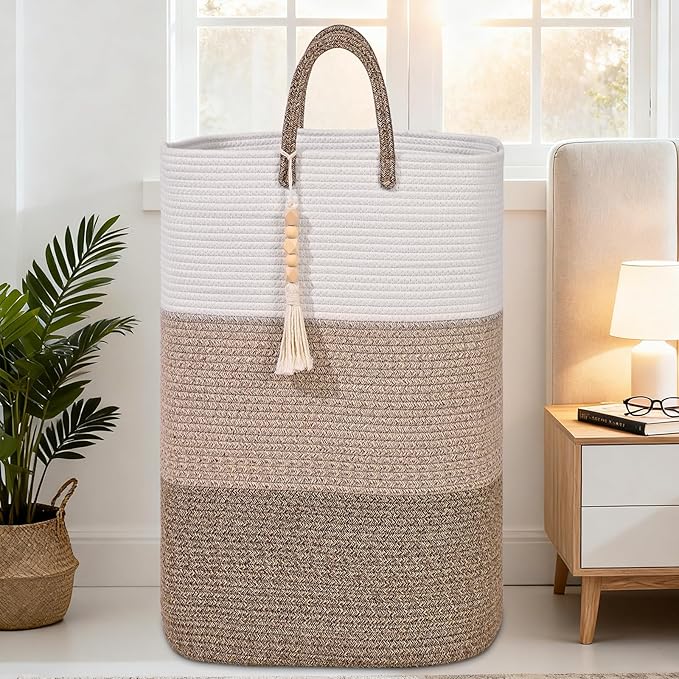 Woven Laundry Basket for Clothes, 100 L Large Rectangle Laundry Hampers - Image 4