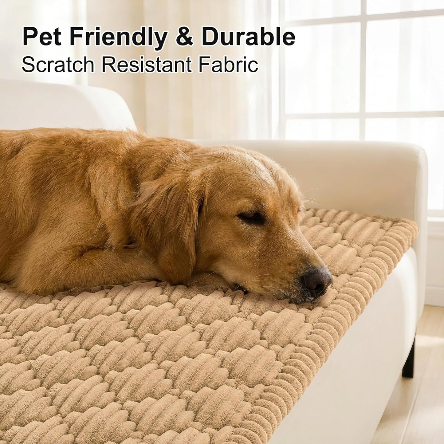 Smiry Couch Cover for Dogs Washable, Non Slip Fuzzy Pet Sofa Protector, Soft Thick Furniture Cover for Sofa, Loveseat and Sectional, Scratch & Pet Hair Resistant (Camel, 27.6" x 59")