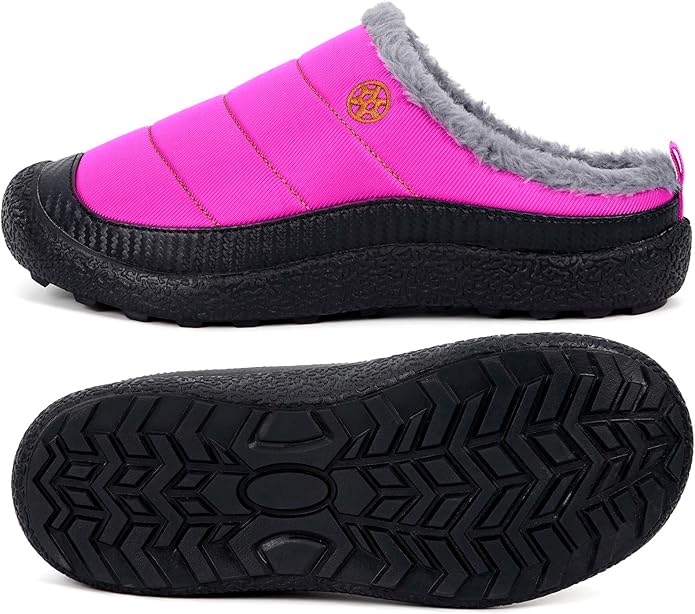 Womens Mens House Slippers Slip on Snow Winter Warm Fully Fur Lined Slippers - Image 4