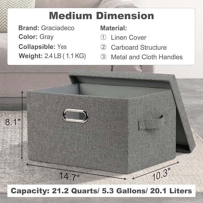 Medium 15" 21 Quart Collapsible Stackable Storage Bins - Image 2