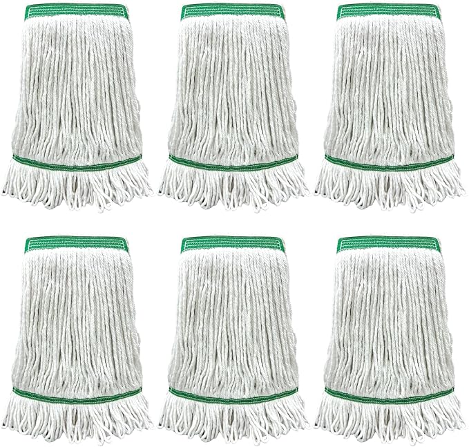 6 Pack Commercial Heavy Duty Mop Heads Heavy Cotton Looped End String Mop Head by GEMLORD