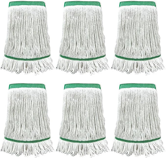6 Pack Commercial Heavy Duty Mop Heads Heavy Cotton Looped End String Mop Head by GEMLORD