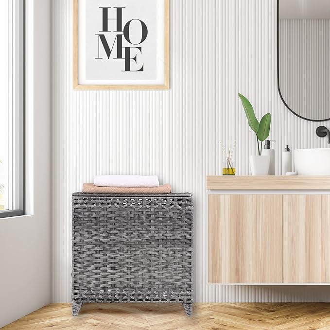 Laundry Hamper with 3 Removable Liner Bags; 132L Handwoven Rattan Laundry - Image 8