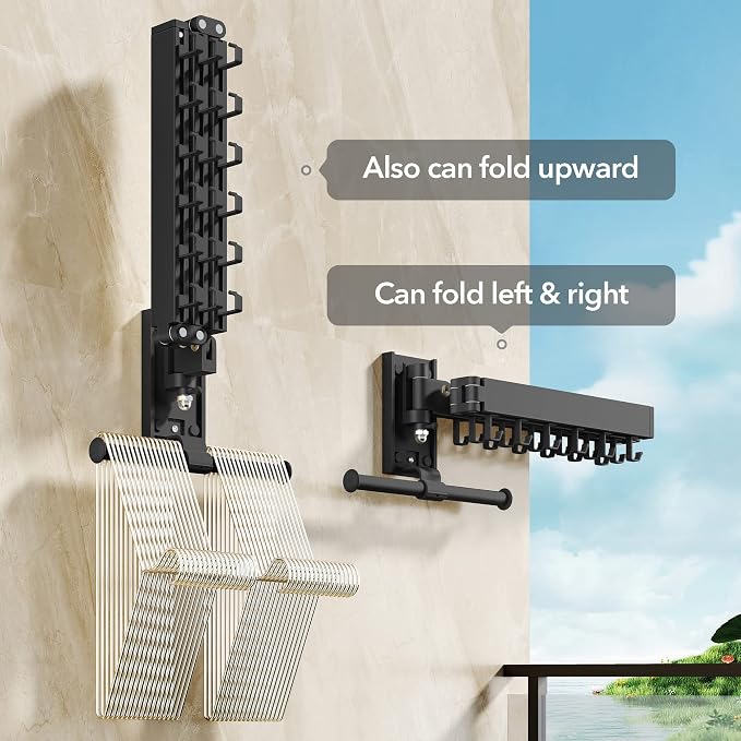 Drying Rack Clothing, Retractable Clothes Drying Rack, Wall Mounted Laundry Rack - Image 7
