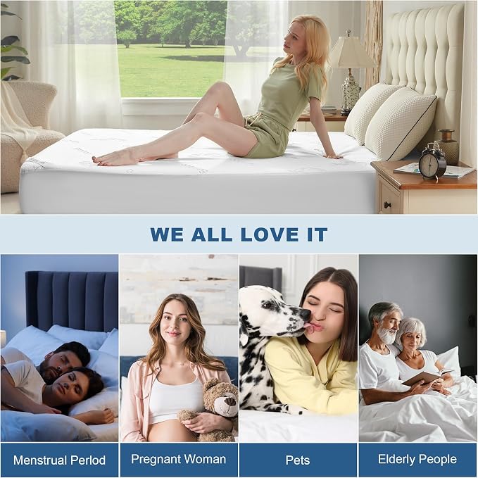Waterproof Mattress Protector, Twin XL Size Mattress Pad Fitted 6-15" Deep - Image 7