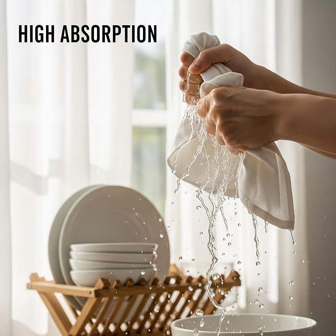 WHITEWRAP Flour Sack Towels 100% Cotton Dish Towel Reusable Baking Cloth - Image 4