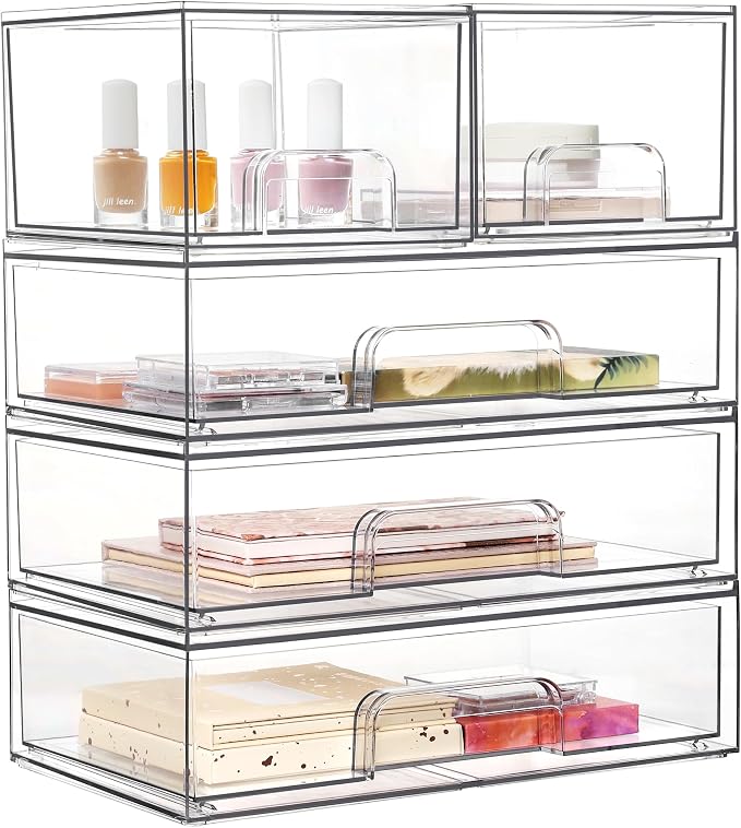 Vtopmart Clear Stackable Storage Drawers Set of 5, Plastic Organizer Bins - Image 8