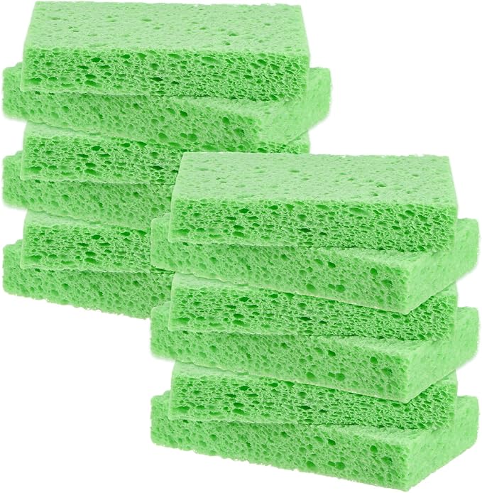12-Pack Kitchen Sponges, Condense Eco Cellulose Non-Scratch Scrub Heavy Sponge by MMETERXITY