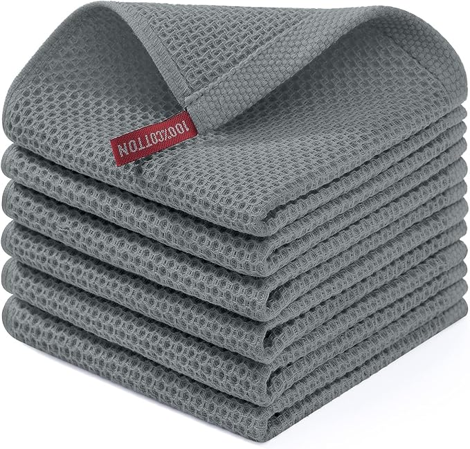 Homaxy 100% Cotton Waffle Weave Kitchen Dish Cloths, Ultra Soft Absorbent Quick by Homaxy