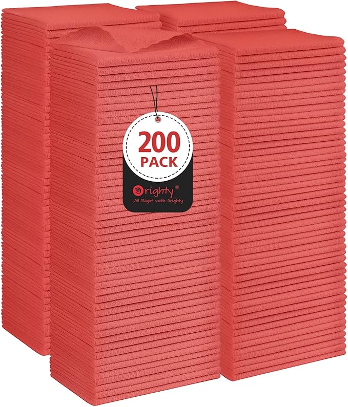 Orighty Cleaning Cloths Bulk, 200 Pack Shop Rags Reusable, Microfiber Cleaning by AllRightinOrighty