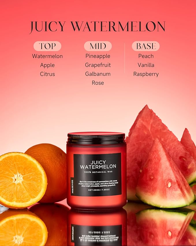 M&SENSE Juicy Watermelon Scented Candle, 7.05oz 50 Hours Clean Non Toxic - Image 2
