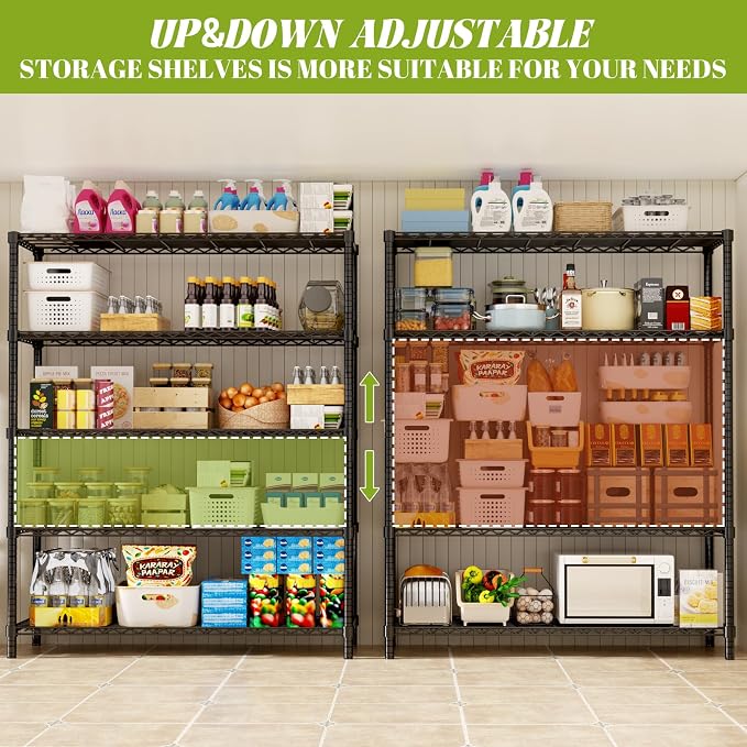 Storage Shelves, 5-Tier Adjustable Metal Industrial Utility Shelf Rack - Image 8