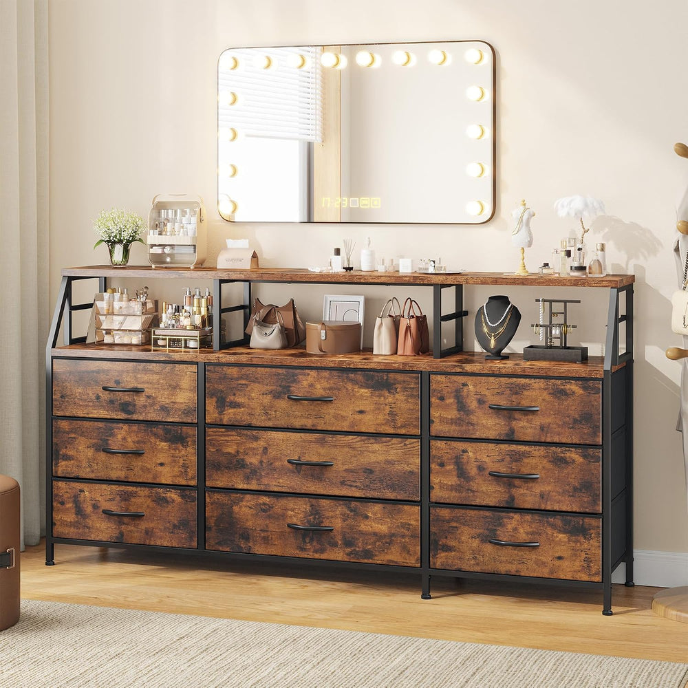 Homkdom Dresser for Bedroom with 9 Fabric Drawers & 55.12" W Display...