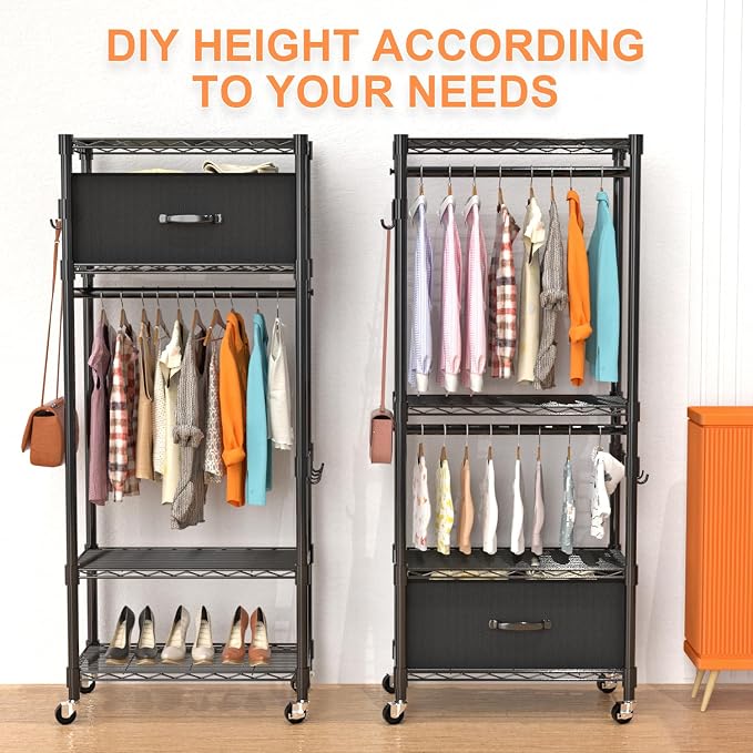 Clothes Rack, Clothing Rack for Hanging Clothes, 4 Tiers Adjustable Closet - Image 4