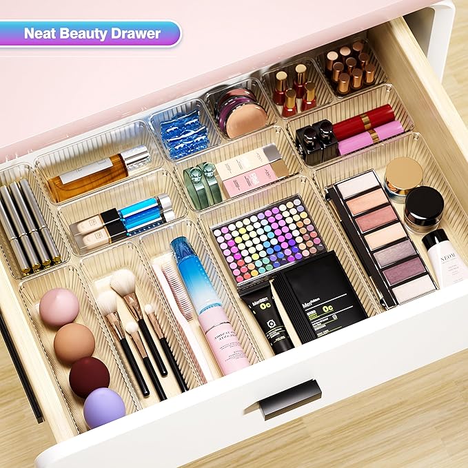 47 PCS Clear Plastic Drawer Organizer Set - Image 5