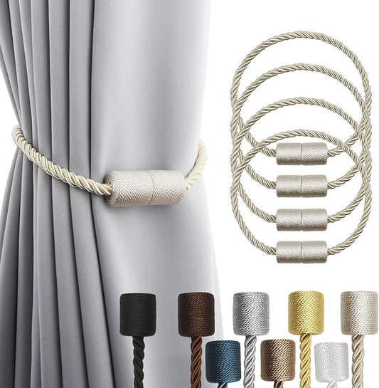 4 Pack Strong Magnetic Curtain Tiebacks Outdoor Elegant Decorative Tie Backs by CurtainTiebacks