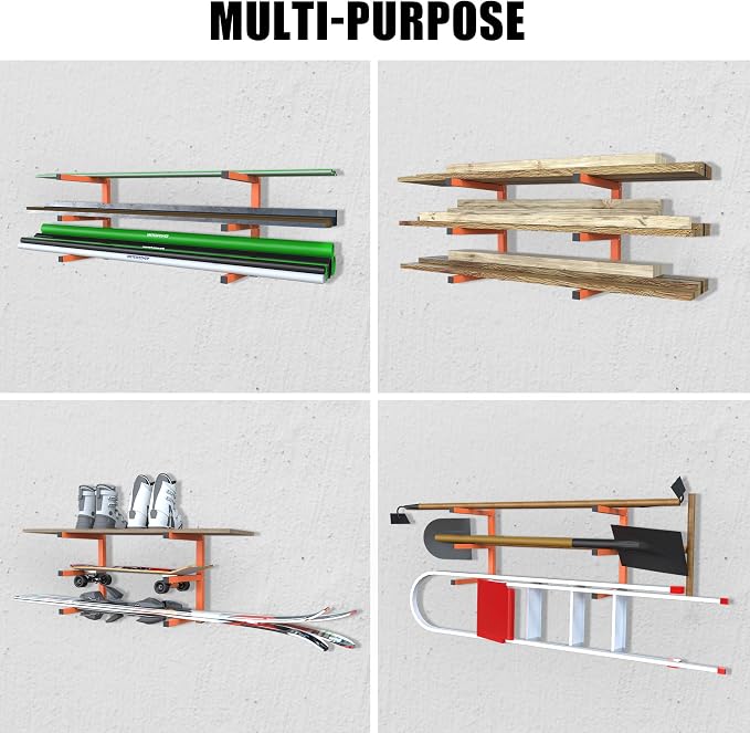 UNITEDPOWER Wall Mount Wood Organizer, Lumber Storage Rack, Heavy Duty Metal - Image 7