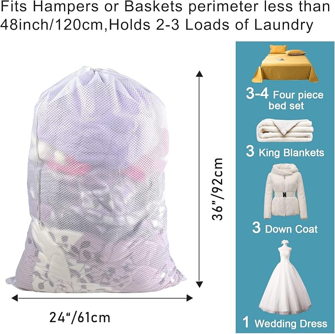 Polecasa Extra Heavy Duty Large Diamond Mesh Laundry Bags - Image 2