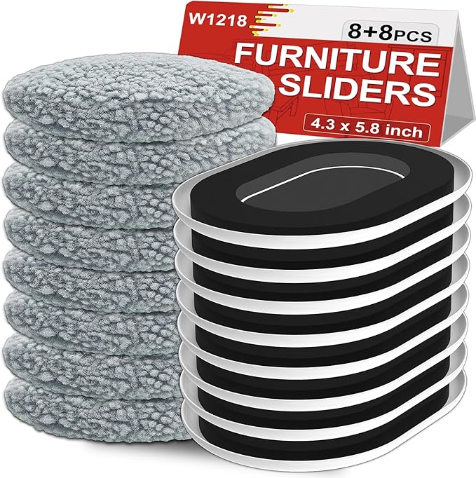 New Upgrade Furniture Movers Sliders, 8+8 Pack 5.8 * 4.3" Multi-Surface by KissCore