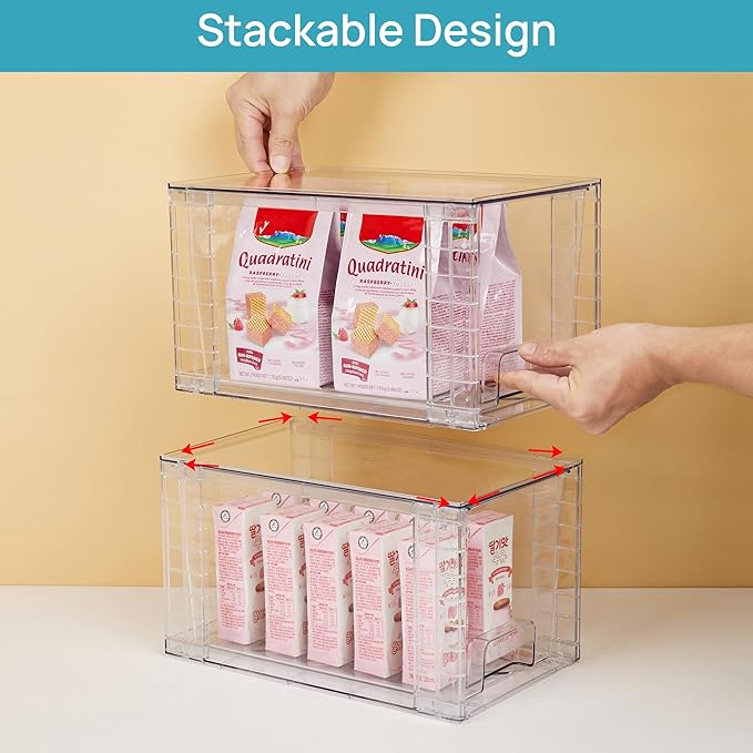 Vtopmart 2Pack Large Stackable Kitchen Pantry Storage Drawers, Acrylic Drawer - Image 3