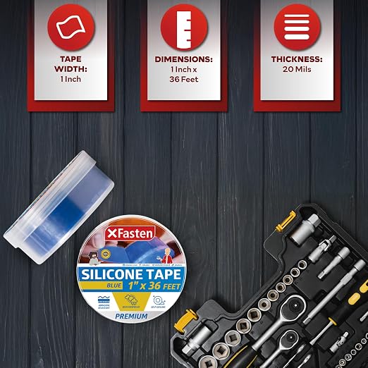 XFasten Self Fusing Silicone Tape Waterproof – 1" x 36 Feet Blue, Self - Image 2