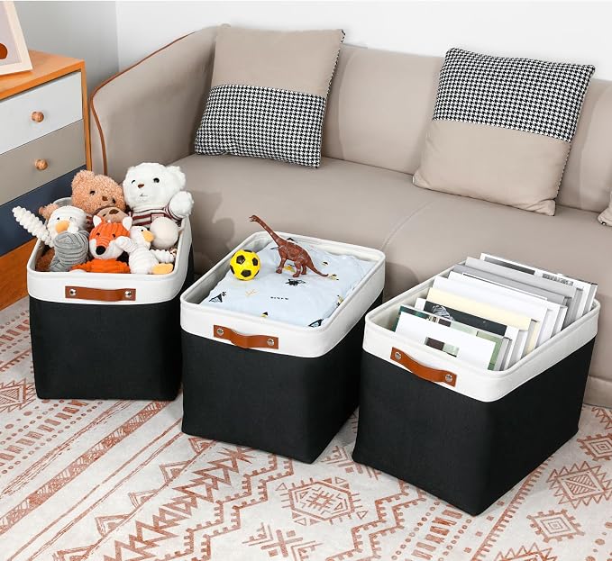 DULLEMELO Large Storage Baskets Fabric Storage Bins, Canvas Storage Basket - Image 4