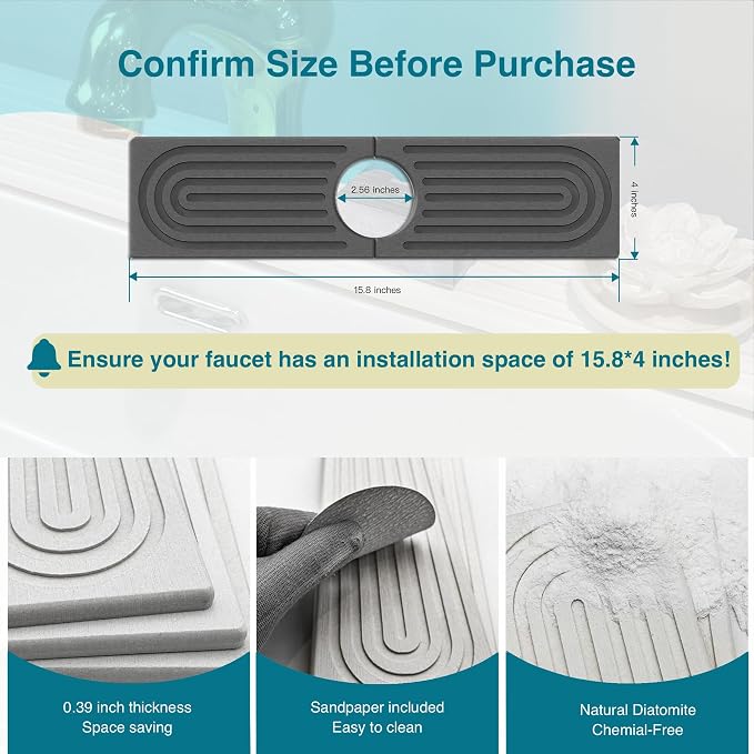 Absorbent Faucet Mat, Sink Caddy Kitchen Sink Organizer, Kitchen Counter Decor - Image 5