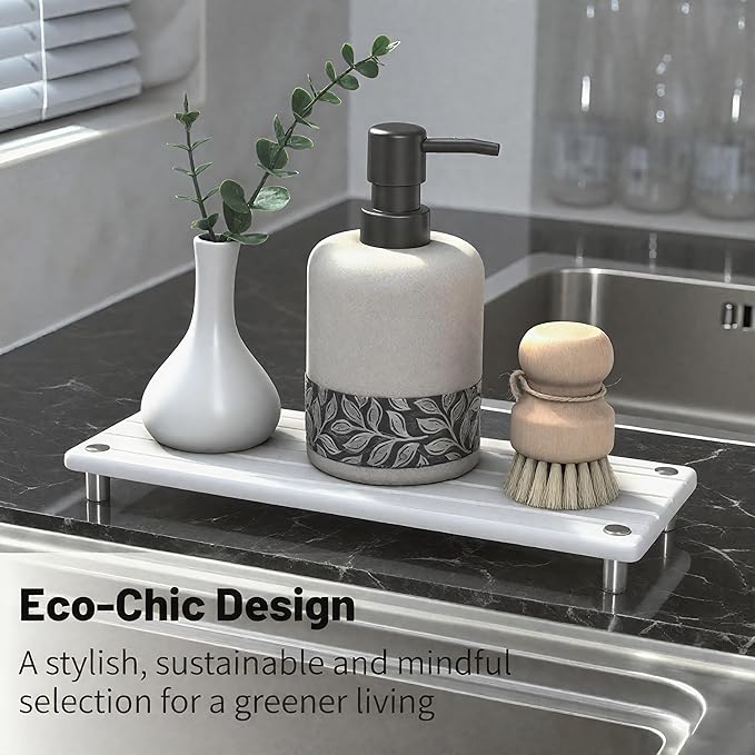 Quick Dry Sink Caddy Kitchen Sink Organizer, Water Absorbing Stone Tray - Image 4