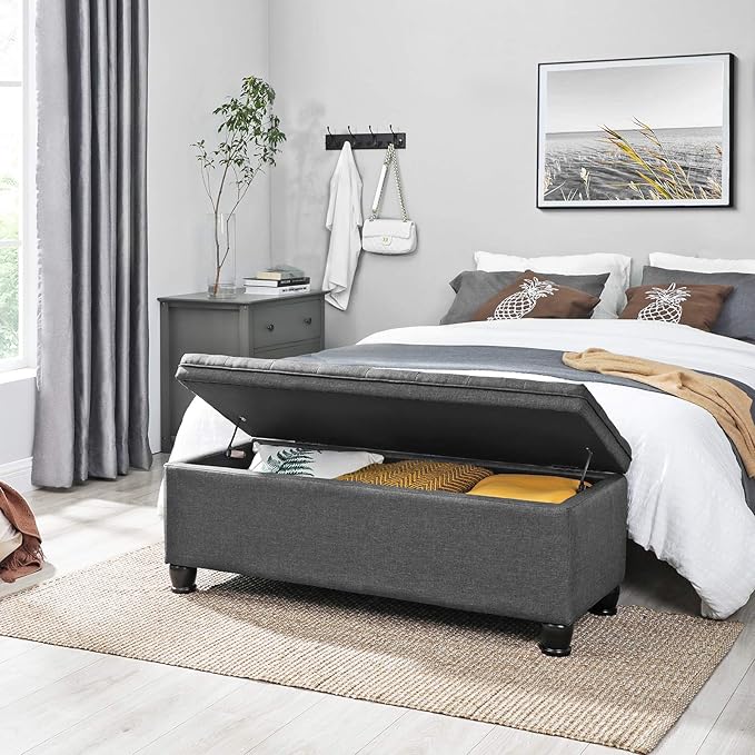 SONGMICS Storage Ottoman, Storage Bench, Tufted Entryway Bedroom Bench - Image 2