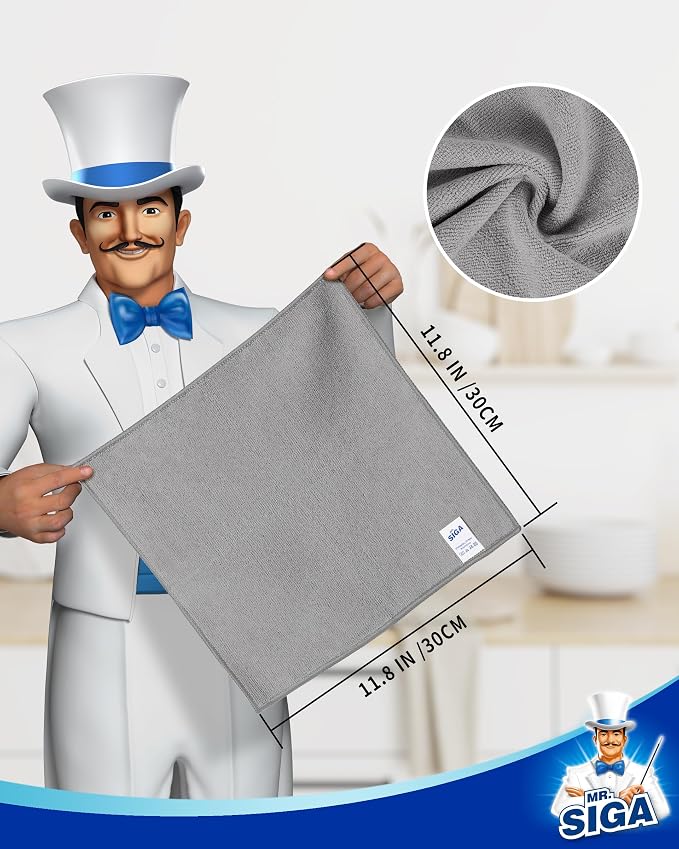 MR.SIGA Microfiber Cleaning Cloth, All-Purpose Microfiber Towels, Streak Free - Image 2