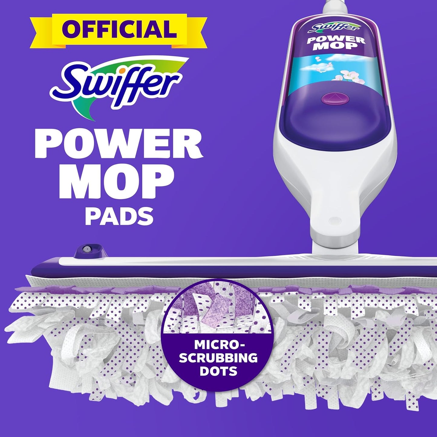 Swiffer PowerMop Multi-Surface Mopping Pad Refills for Floor Cleaning, 11 Count, White/Purple