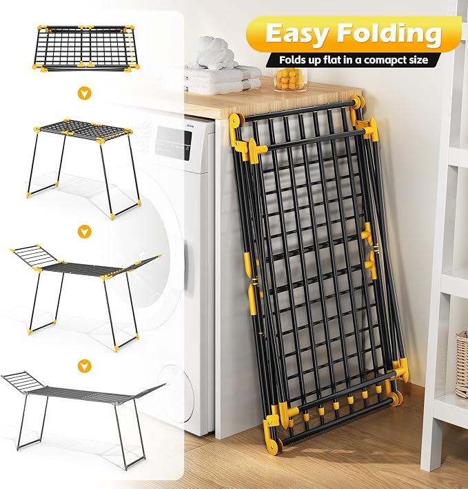 APEXCHASER Clothes Drying Rack Foldable, Large Drying Rack Clothing Retractable - Image 3