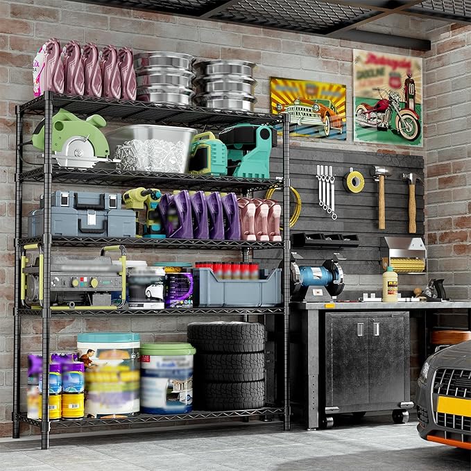 Storage Shelves, 5-Tier Adjustable Metal Industrial Utility Shelf Rack - Image 2