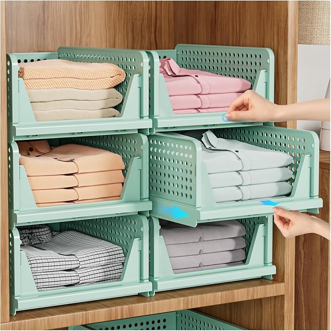 SNSLXH 5 Pack Stackable Closet Organizer Box, Space-Saving Clothes Storage by SNSLXH