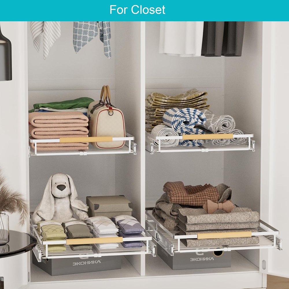 iPEGTOP 3 Pack Pull Out Cabinet Drawer Shelf Organizer, Extendable Sliding Sl...