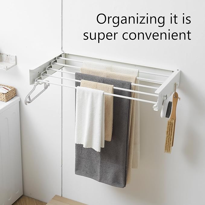 Clothes Drying Rack, Laundry Hanging Rack Collapsible, Wall Mounted Drying Rack - Image 4