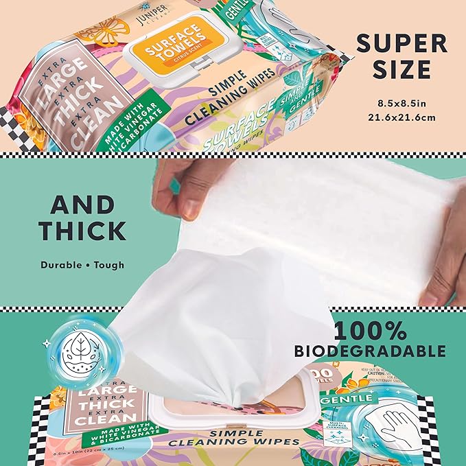 Single Surface Cleaning Wipes Bleach Free, Thick & Large Dispose, All-Purpose - Image 3