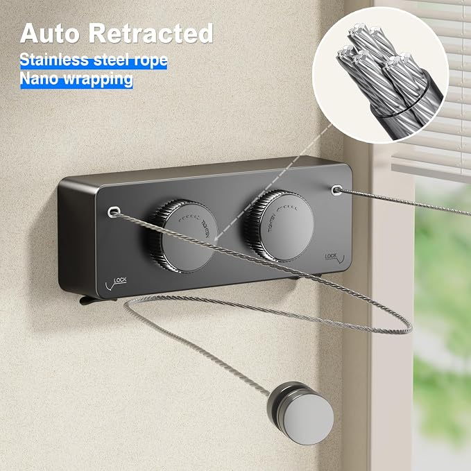 Retractable Twin Clothesline Indoor, Non-Sagging Outdoor Clothes Line - Image 4