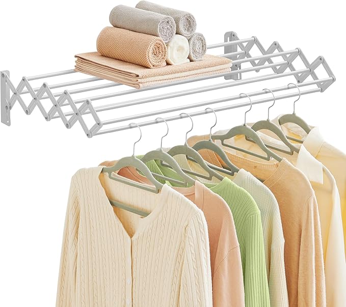 SONGMICS Clothes Drying Rack, Wall-Mounted Drying Rack Clothing, Accordion by SONGMICSbySONGMICSHOME