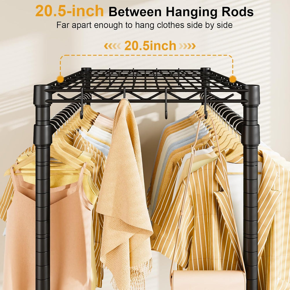 ULIFHOME Rolling Clothes Rack, Clothing Racks for Hanging Clothes, Black