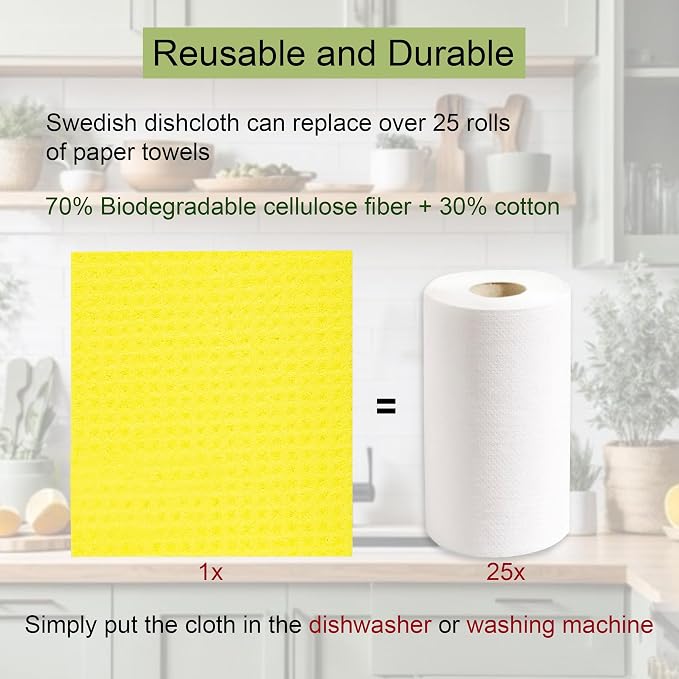 AMOUR INFINI Swedish Dishcloth Cellulose Sponge 8 Pack - Image 5