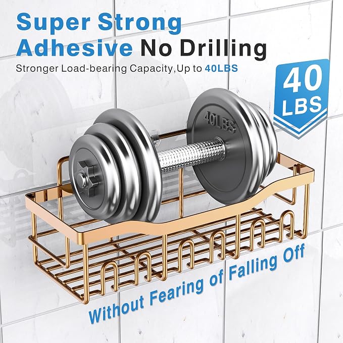 EUDELE 5-Pack Rustproof Stainless Steel Shower Caddy – No Drill Adhesive - Image 4