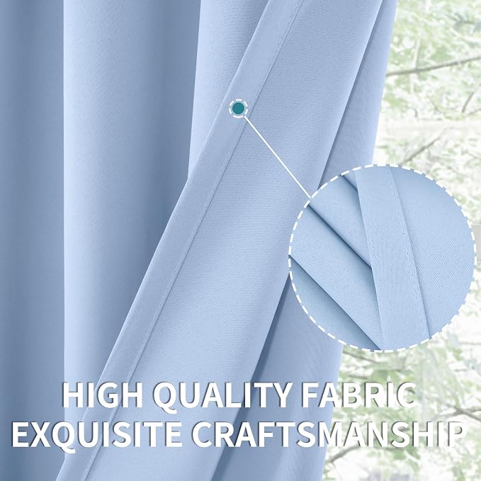 BGment Light Blue Blackout Curtains 36 Inch Length - Image 3