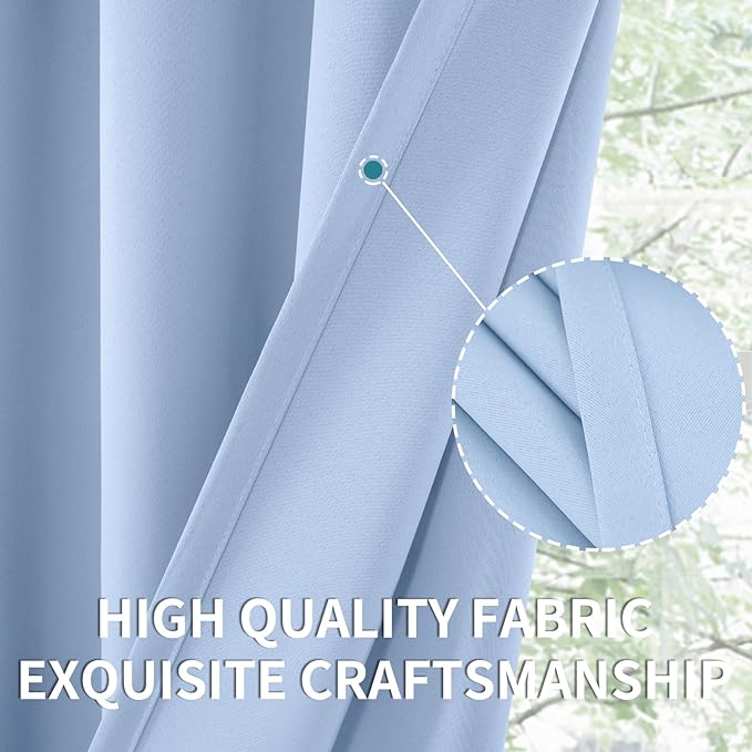 BGment Baby Blue Room Darkening Curtains 84 Inch Length - Image 4