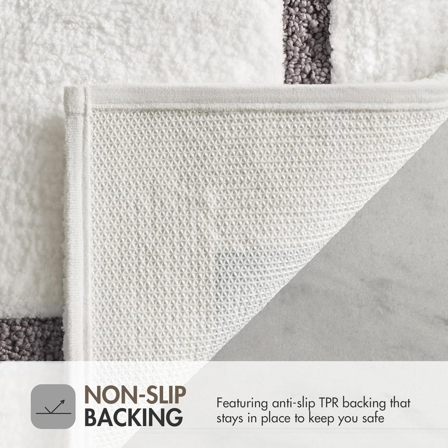Madison Park Roan Bath Rug 17x24, Thick Absorbent Microfiber Bathroom Mat, Non Slip TPR Backing, Machine Washable, Oeko-TEX Certified, Hotel-Inspired Tufted Plush Design, Grey
