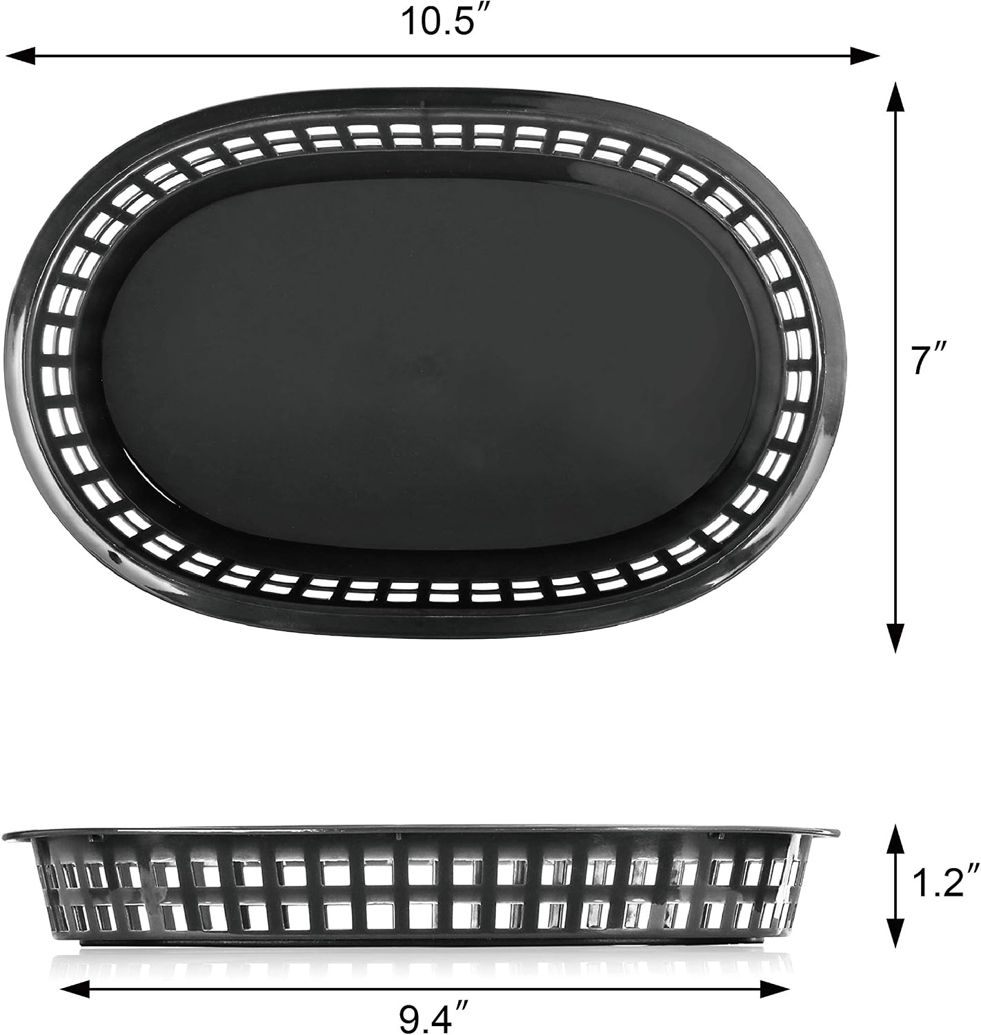 New Star Foodservice Fast Food Baskets, 10.5 x 7 Inch, Set of 12, Black